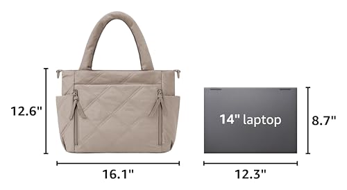 Image of BAGSMART Tote Bag for Women, Puffer Tote Bag with Zipper, Shoulder Bag Handbag Quilted Tote Bag for Travel, Sport, Work