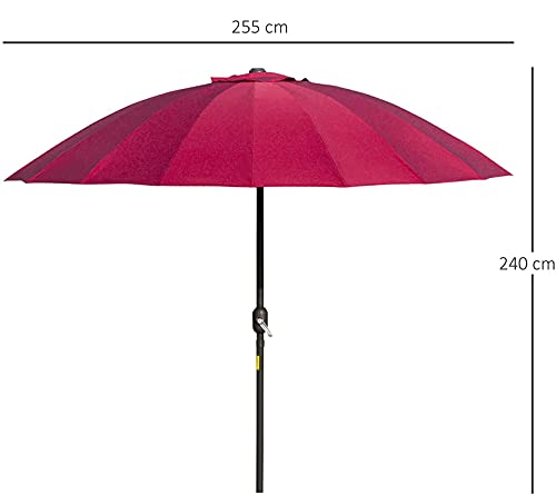 Qdy -2.5M Tilting Garden Parasol Umbrella With Crank Handle & Tilt For Outdoor, Outdoor Sun Shade, Uv Protective For Outdoor, Garden And Patio,1 Red #TOP4