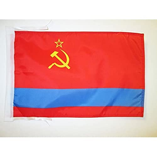 AZ FLAG, Kazakh Soviet Socialist Republic Flag, 18'' x 12'', 100% Polyester Kazakhstan KSSR Small Banner with Two Cords