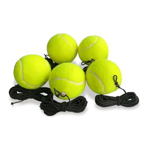 KAIXINXIN 5Pcs Professional Tennis Balls Beginner Training Balls with Elastic String Practice & Tennis Trainer Replacement Tool