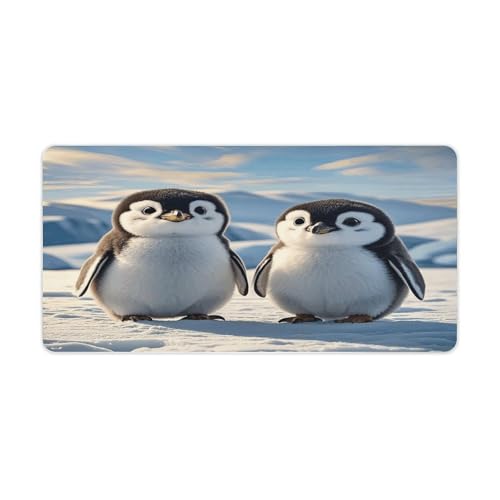 Cute Penguins Desk Pad Large Office Desk Mat Waterproof Mouse Pad