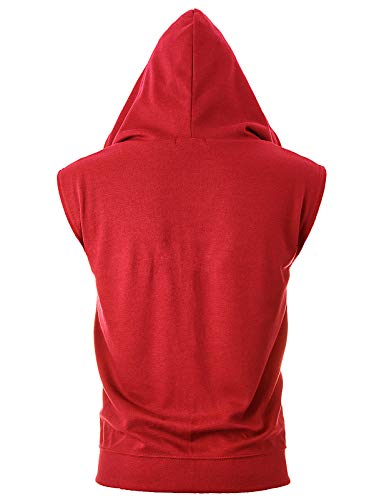 Image of Ohoo Mens Slim Fit Sleeveless Lightweight Zip Up Hooded Sweatshirt Vest Hoodie