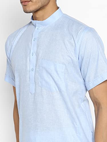 Image of Royal Kurta Mens Linen Half Sleeved Long Ethnic Kurta