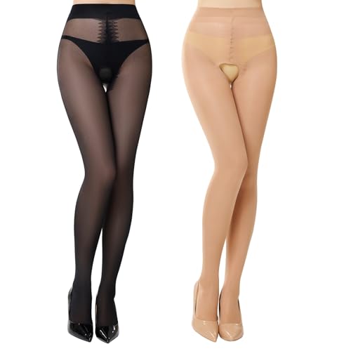 MANZI 2 Pairs Tights for Women 40D Sheer Pantyhose Thigh High Stockings