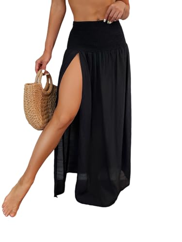 Image of ZAFUL Swimsuit Coverup for Women Slit to Thigh Beach Cover Ups Swim Bathing Suit Flowy Maxi Skirt
