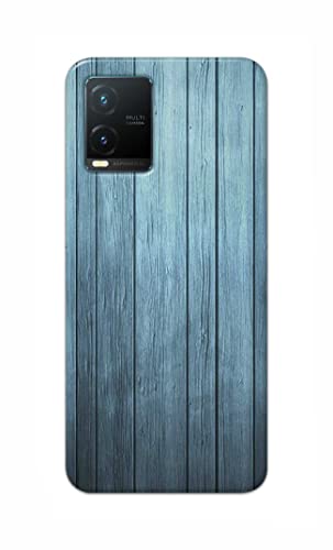 Image of Printed Hard Back Cover Case for Vivo T1x Back Cover (Wooden Blue) -702