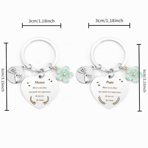 Aridantrp Cadeau Fete Des Mamies Cadeau Mamie Papy Cadeaux Fete Des Grand Mere 2 Pcs Porte Clef Idee Cadeaux Mamie Papy Anniversaire Fête Des Grands Pères Fêtes Des Grands Mères Paques Noel – vue 2