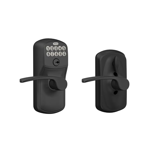 SCHLAGE Electronic Keypad Lock, Lever Handle, Plymouth Trim, Matte Black - image 1