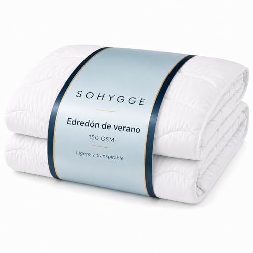 SOHYGGE Edredon Cama 90/80 – Ligero 150 gsm, Transpirable y Suave, Relleno Nórdico de Verano para Noches Calurosas (Cama 80/90-135 x 200 cm)