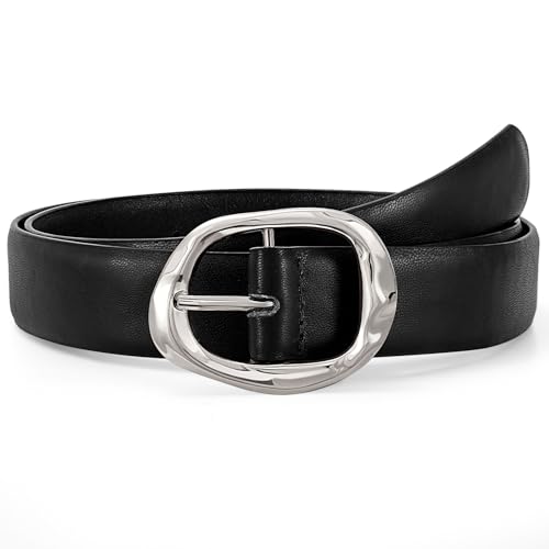 JASGOOD Women Leather Belt for Jeans Pants Ladies Casual Waist Belt Fashion Women Belt with Silver Buckle