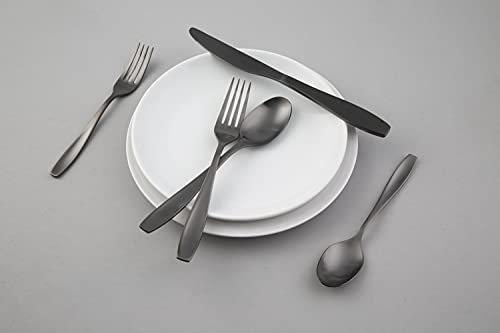Cambridge Silversmiths January Black Satin 20-Piece Flatware Set, Service for 4