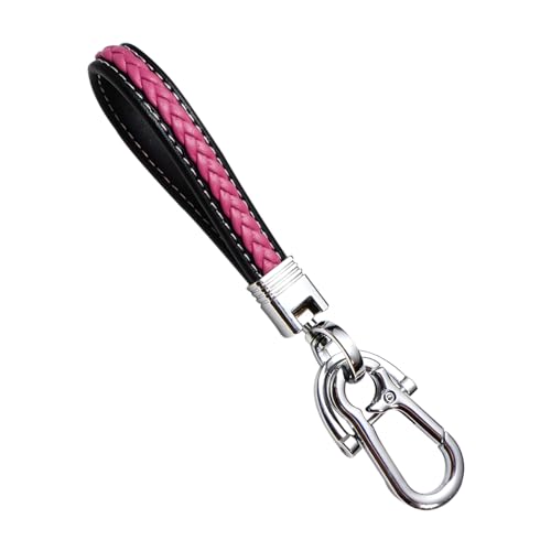 Bittwee Llavero de cuero para automóvil, para mujeres y hombres, con anillo en D antipérdida, universal para la mayoría de vehículos (rosa)