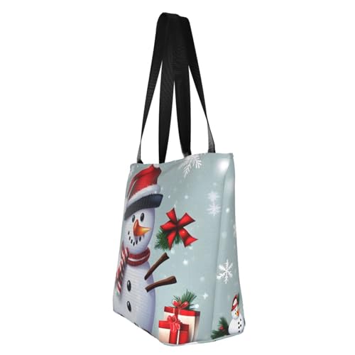 Christmas Happy Snowman Print Lightweight Shoulder Bag Summer Outings Tote Bags Travel Hiking Work Casual Use4