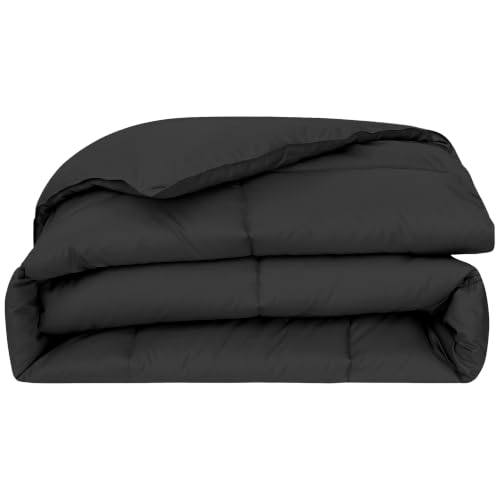 Image of Modern Threads Comforter Duvet Insert, Reversible Quilted Down Alternative Comforter with Corner Tabs, All Season Bedding, Queen, Black