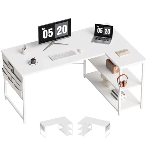 YeTom L字デスク 白 幅107cm 収納付き