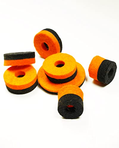 EHWD Orange & Black Double Colored Wool Cymbal Felt, 7pcs – Pack, 3 Essential Sizes in 1 Pack...