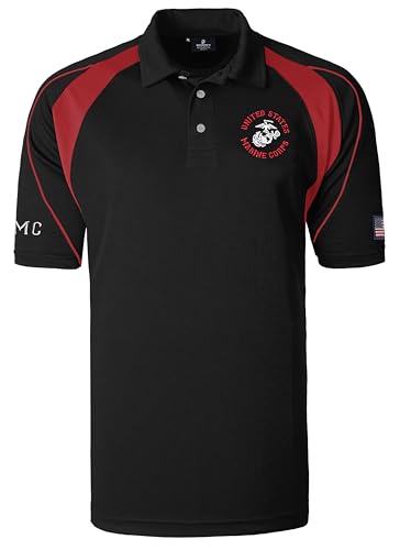 Malham USA Official USMC Polo Shirt for Men - Licensed Marine Corps Apparel, High-Performance