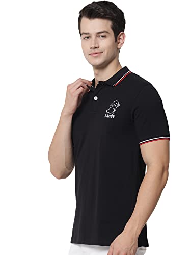 Image of RABBY Men's Cotton Regular Fit Polo T-Shirt with Contrast Rib