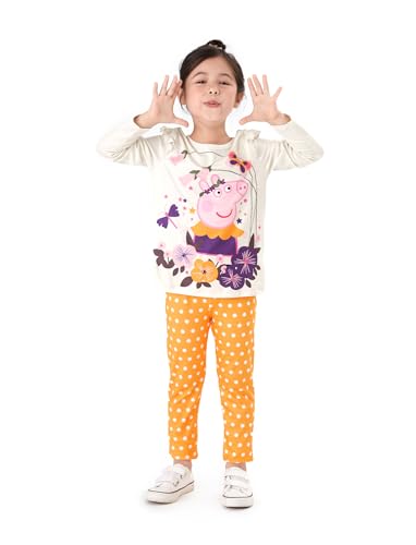 Image of Peppa Pig Girls Pant Sets Ruffle Long Sleeves Top Shirt and Leggings Clothing Set for Toddler Girls Fall Clothes Size 2-6T