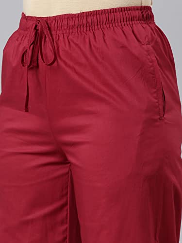 Image of GO COLORS Women Blue Stripe Cotton Wide Pants