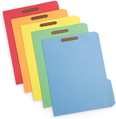 50 Fastener File Folders, 1/3 Lower Bolstered Tab, Sturdy 2 Prongs Designed to Arrange Normal Medical Recordsdata, Legislation Consumer Recordsdata, or Workplace Stories, Letter Dimension, Assorted Colours, 50 Pack