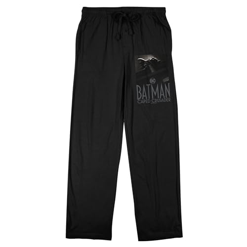 Bioworld Batman Caped Crusader Superhero & Logo Adult Black Sleep Pajama Pants
