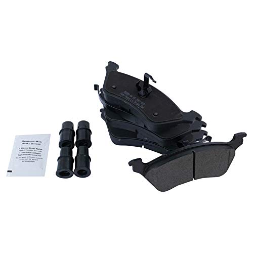 Image of TRQ Rear Brake Pad and Rotor Set Semi Metallic Coated Rotors Parking Shoe Compatible with 2001-2007 Chrysler Town & Country Dodge Caravan Grand Caravan