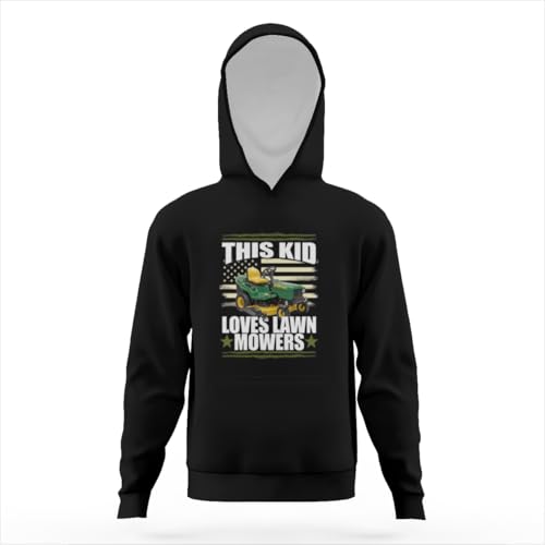 This Kid Loves Lawn Mowers Funny Lawn Mower American Flag Hoodies for Teen Girls Boys Lightweight Kangaroo Pocket Sweatshirt3