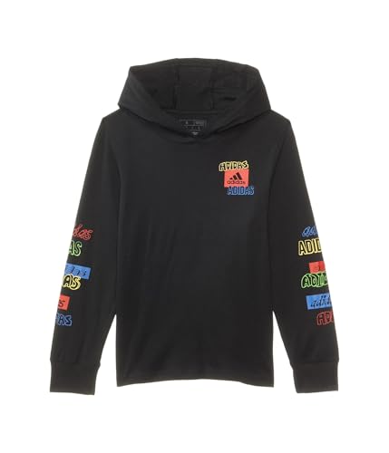 adidas Boys' Hooded Lineage Stack Long Sleeve Tee (Big Kid)