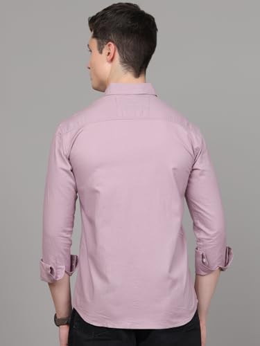 Image of Majestic Man Classic Slim Fit Solid Cotton Casual Shirt with Button-Down Collar