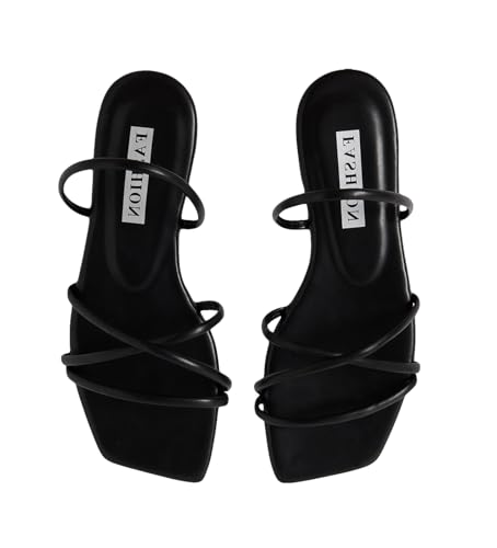 GORGLITTER Women's Strappy Sandals Criss Cross Flat Dress Open Toe Beach Slide Sandal