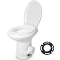 YITAMOTOR RV Toilet, Gravity Flush Toilet with Foot Pedal Flush and Flange, High Low Profile Gravity Camper Toilet for or RV, Trailer, Car, Motorhome, Caravan Trip