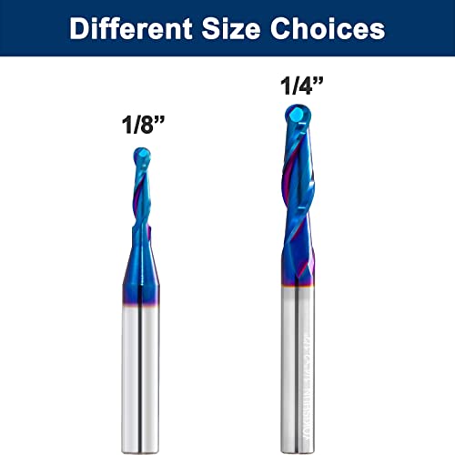 2 PCS Ball Nose Set CNC Router bits Carbide Ball Nose End Mill with Nano Blue Coating for Side Milling. End Milling. Finish Machining. (2 PSC Ball Nose Set) - Image 4