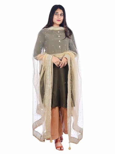 Women's Net Zari Border Dupatta3