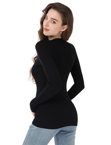 AmélieBoutik Women Rhinestone V Neck Solid Sweater Ribbed Knit Casual Blouse Tops4