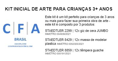 C | F | A Kit Inicial de Arte para Crianças | 3 anos ou mais | Giz de Cera | Massa de Modelar | temp