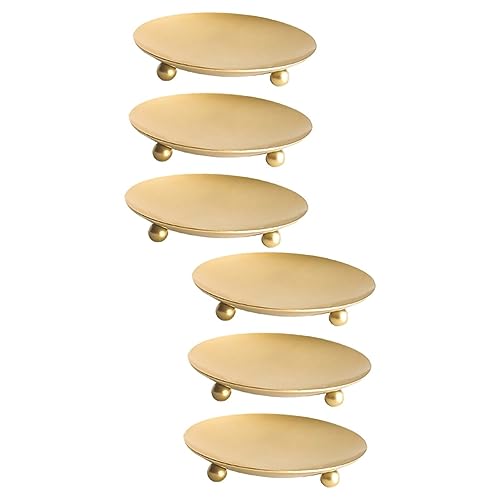 Cabilock 6 Pcs Iron Candlestick Simple Candlestick Centerpiece Candle Tray Candle Holder Candle Plate Party Supplies Candle Stand Creative Candle Tray Candle Display Tray Metal Candlestick