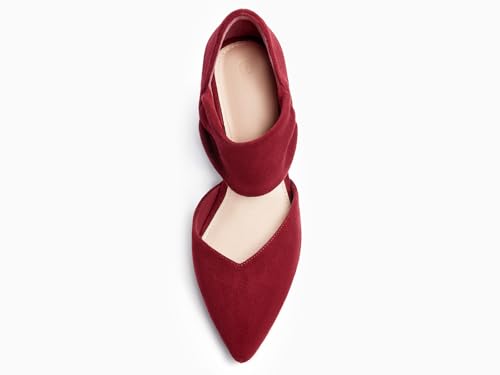 Image of Coutgo Womens Low Kitten Heel Dress Shoes Pointed Toe Slip on Ankle Strap Cutout Elegant Party Wedding Pumps