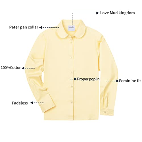 Image of Mud Kingdom Girls Dress Shirts School Uniform with Peter Pan Collar Poplin Long Sleeve
