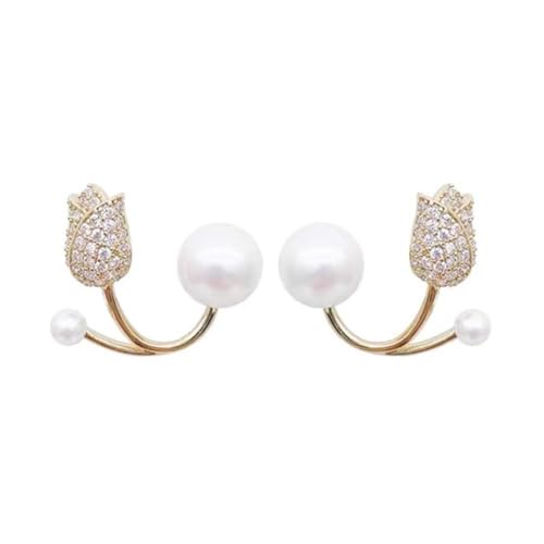 Sweet Fashion Enamel Pearl Flower Stud Earrings For Women Korean Temperament Wedding Earring A2Q5 Zircon Hanging Jewe Back