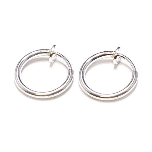 Silver Non Piercing Spring Hoops Jewelry - (Lip, Ears, Nose) Clip On