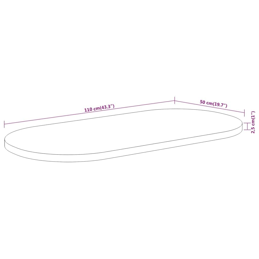 vidaXL Tablero de Mesa Ovalado Madera Maciza de Acacia 110x50x2,5 cm (370087)