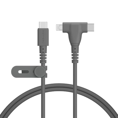 MOTTERU (モッテル) USB-C to Lightning & USB-C 2in1シリコンケーブル 手動切替 充電 データ転送 しなやかでやわらかい PD 60W iPhone Air 17 17Pro 16 15 Android スマートフォン iPhone iPad MacBook Windows PC 対応 ケーブルバンド付 1m スモーキーブラック MOT-2IN1G100-BK