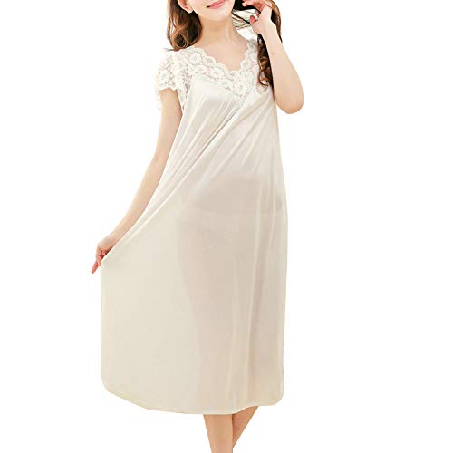 ネグリジェ セクシー ルームワンピース ナイトウェア ランジェリー サテン セミロングスリップ 光沢有り滑らかで快適 胸元から肩にかけての華やかレース