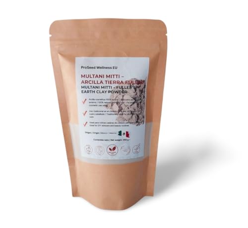 Arcilla Multani Mitti 250 g – 100 % Natural Tierra de Fuller – Limpieza Facial, Grasa & Poros – Solo Uso Externo | Multani Mitti Clay Powder – Oily Skin & Pore Cleanse – 250 g