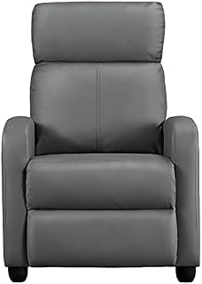 Yaheetech Reclining Leather Armchair Soft Single Recliner Adjustable Padded Seat Sofa for Home Theater Gray