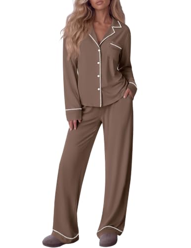 Ekouaer Womens Pajama Set Cotton PJs Long Sleeve Top & Pant Soft Loungewear - image 1