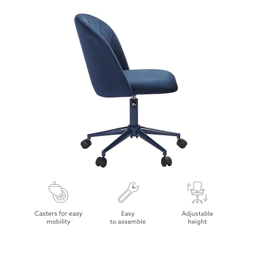 Linon Karla Navy Blue Adjustable Height Swivel Desk Chair with Padded Upholstered Seat by Linon - Image 7