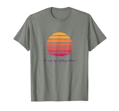 We Rise By Lifting Others Inspirational Quotes Vintage Sun T-Shirt, Men, Olive Heather, 3X-Large