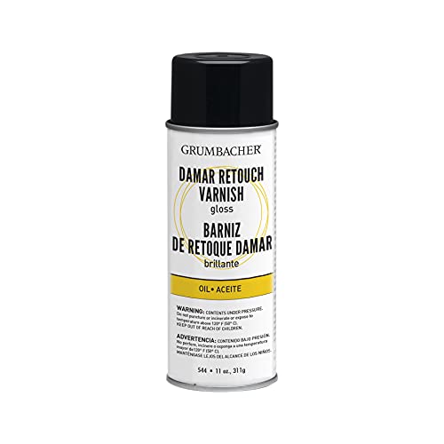 Grumbacher Damar Retouch Gloss Varnish Spray for Oil Paintings, 11 oz. Can, #544